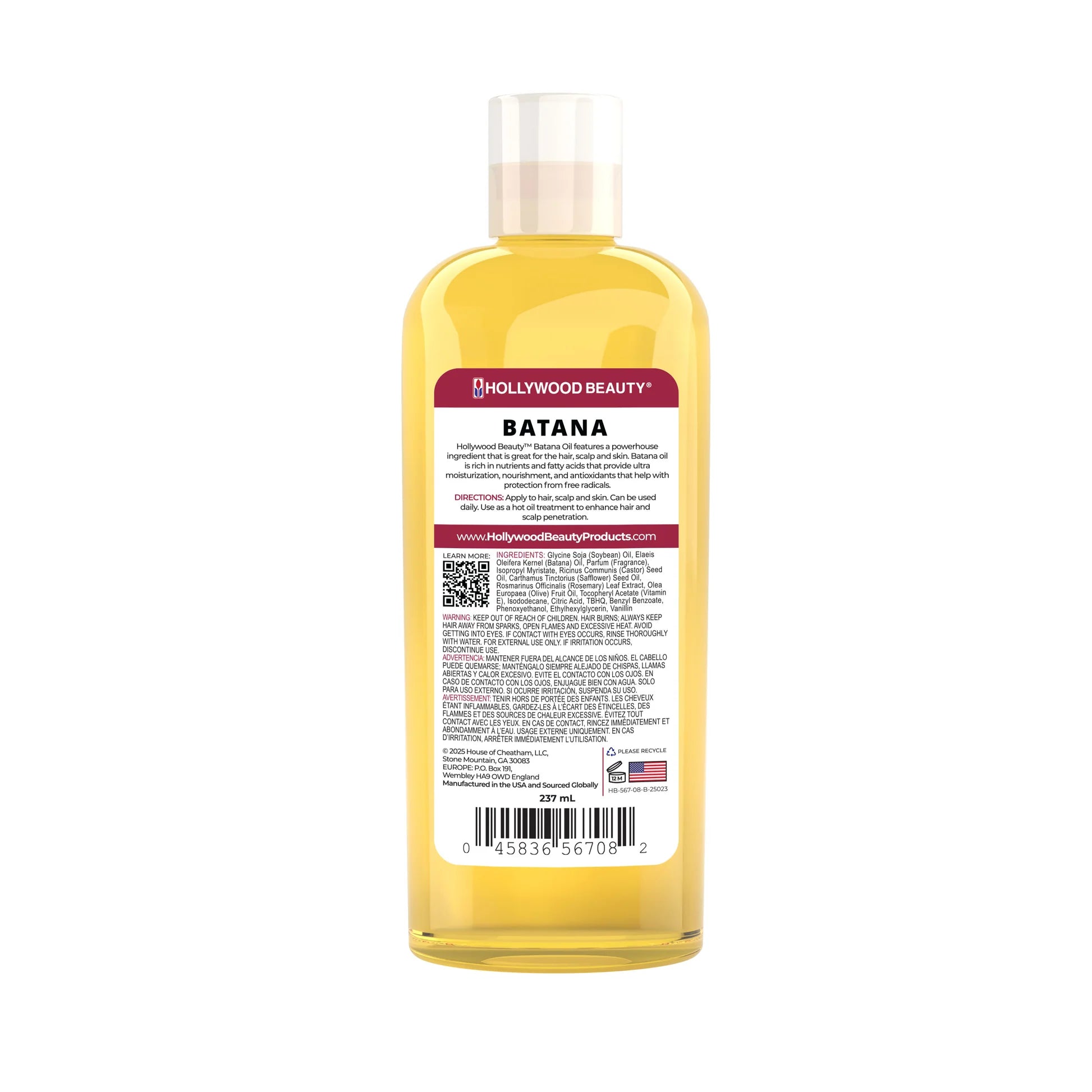 Hollywood Beauty Batana 100% Natural Oil 236ml/8oz