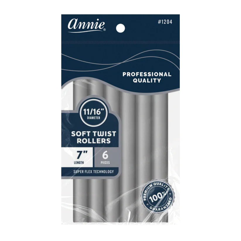 Annie Soft Twist Roller Heatless Hair Curlers, 1.8cm, Grey