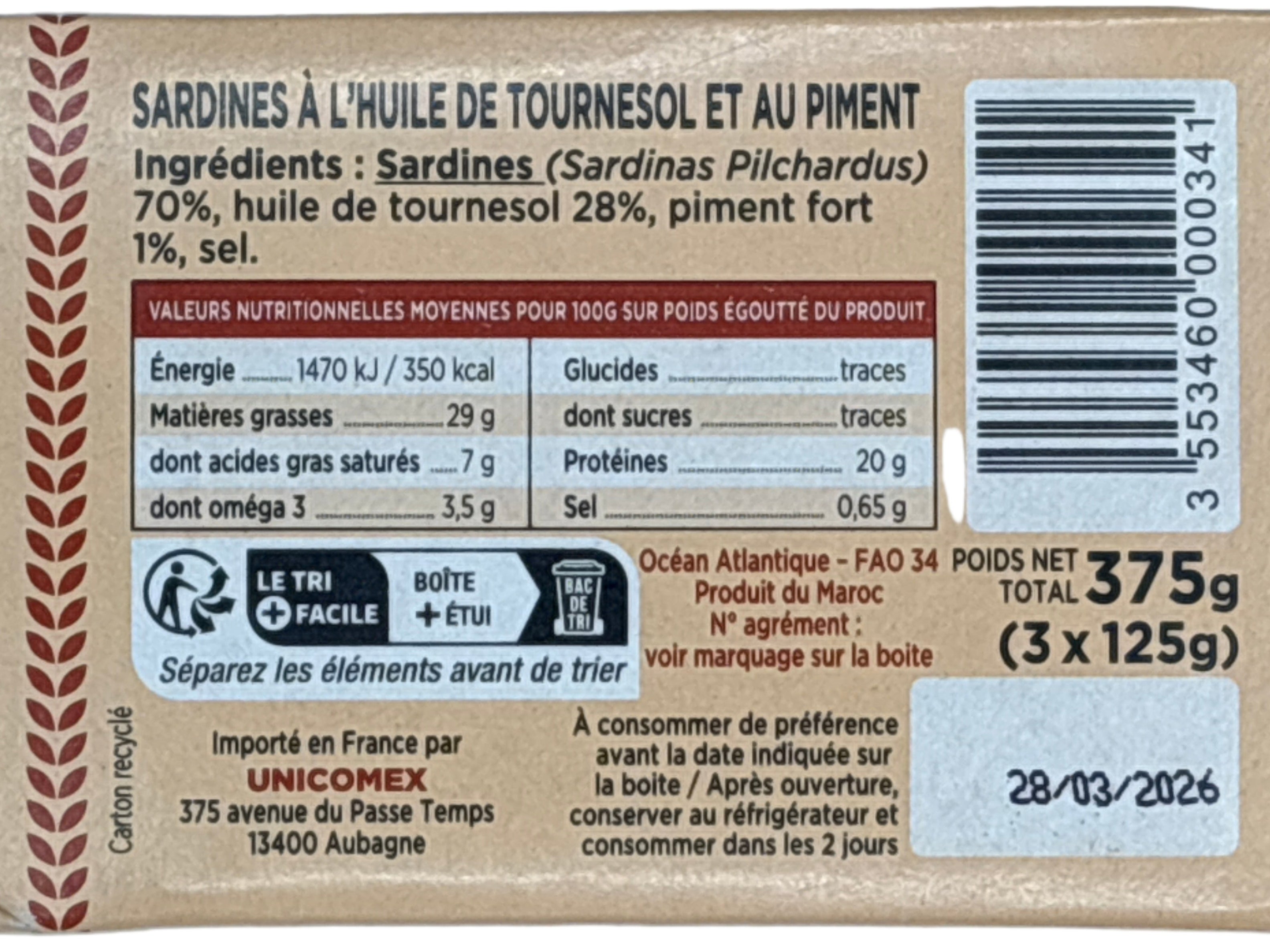 Titus Spiced Hot Sardines 125g