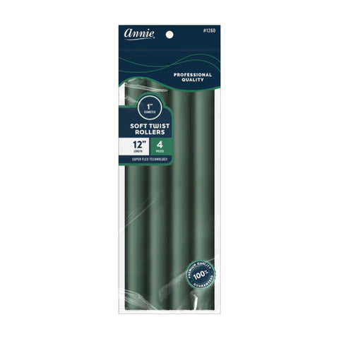 Annie 1260 Soft Twist Roller 2.5cm / length 30.5cm / 4pcs Green