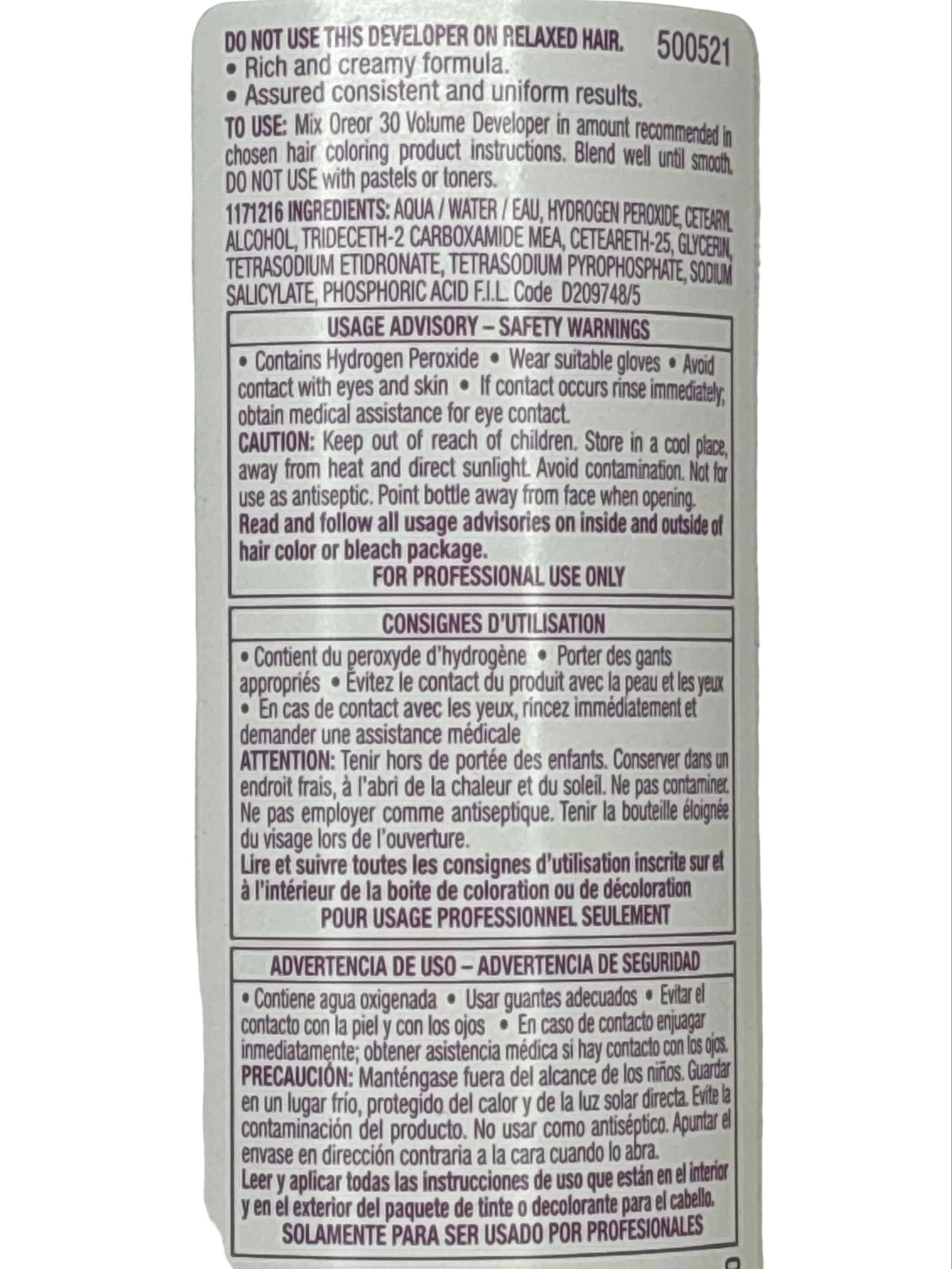 L'Oreal Oreor 30 Volume Creme Developer